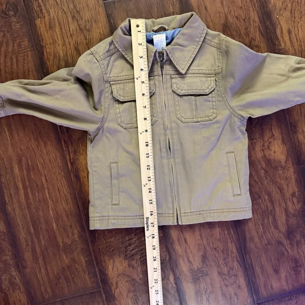 Gymboree Toddler Tan Zip Utility Jacket 2T-3T Cotton‎ Military Style Kids Coat